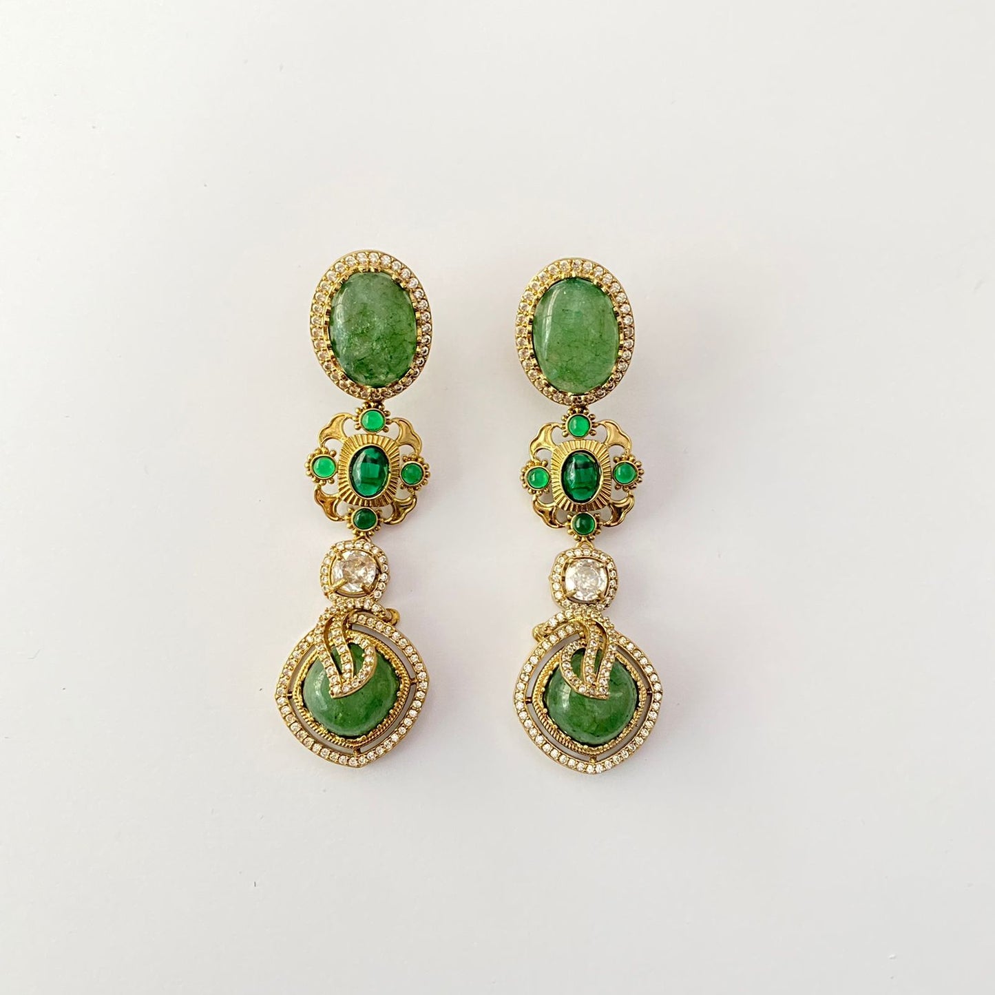 Green Antique Gold Earring