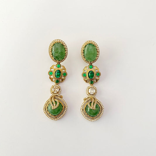 Green Antique Gold Earring