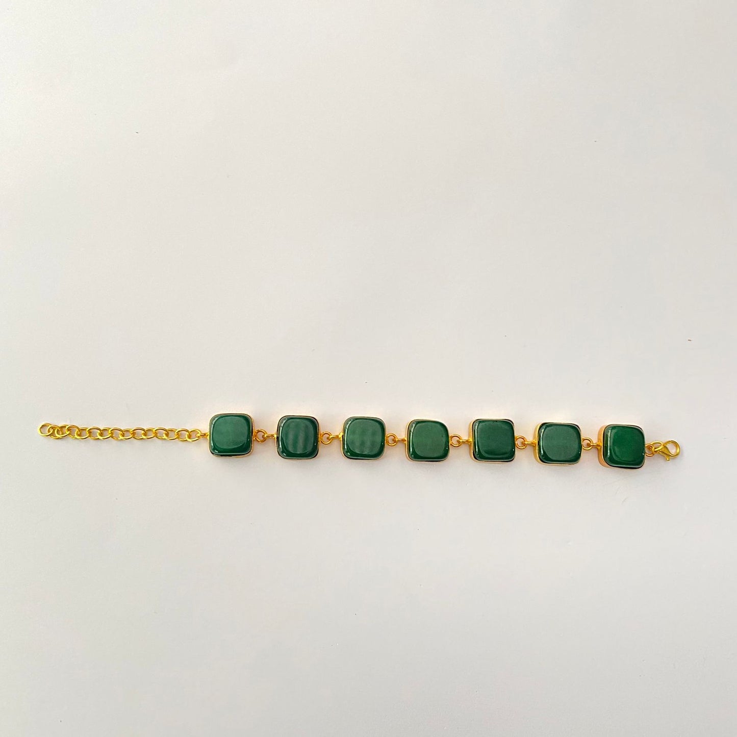 Gold Plated Green Stone Bracelet