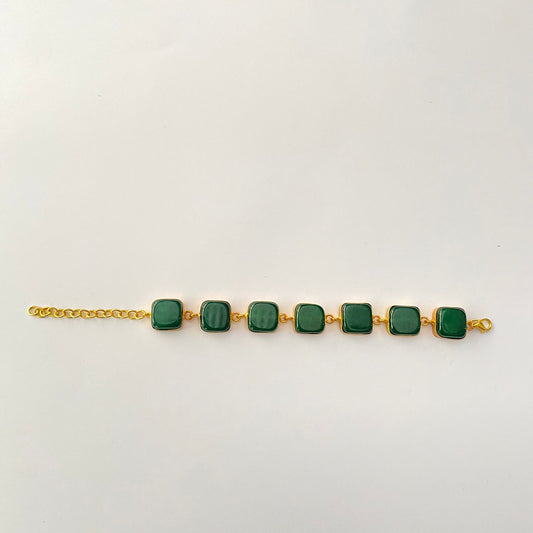 Gold Plated Green Stone Bracelet
