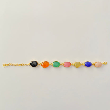Multi Gold Plated Stone Bracelet