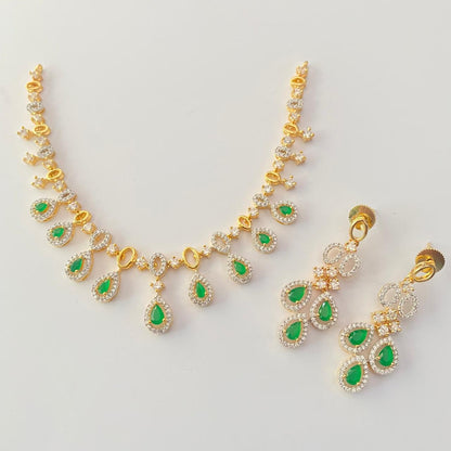 Emerald Gold Plated Necklace Set.