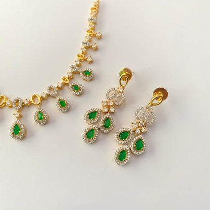 Emerald Gold Plated Necklace Set.