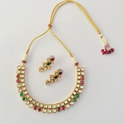 Gold Plated Multi Kundan Necklace Set