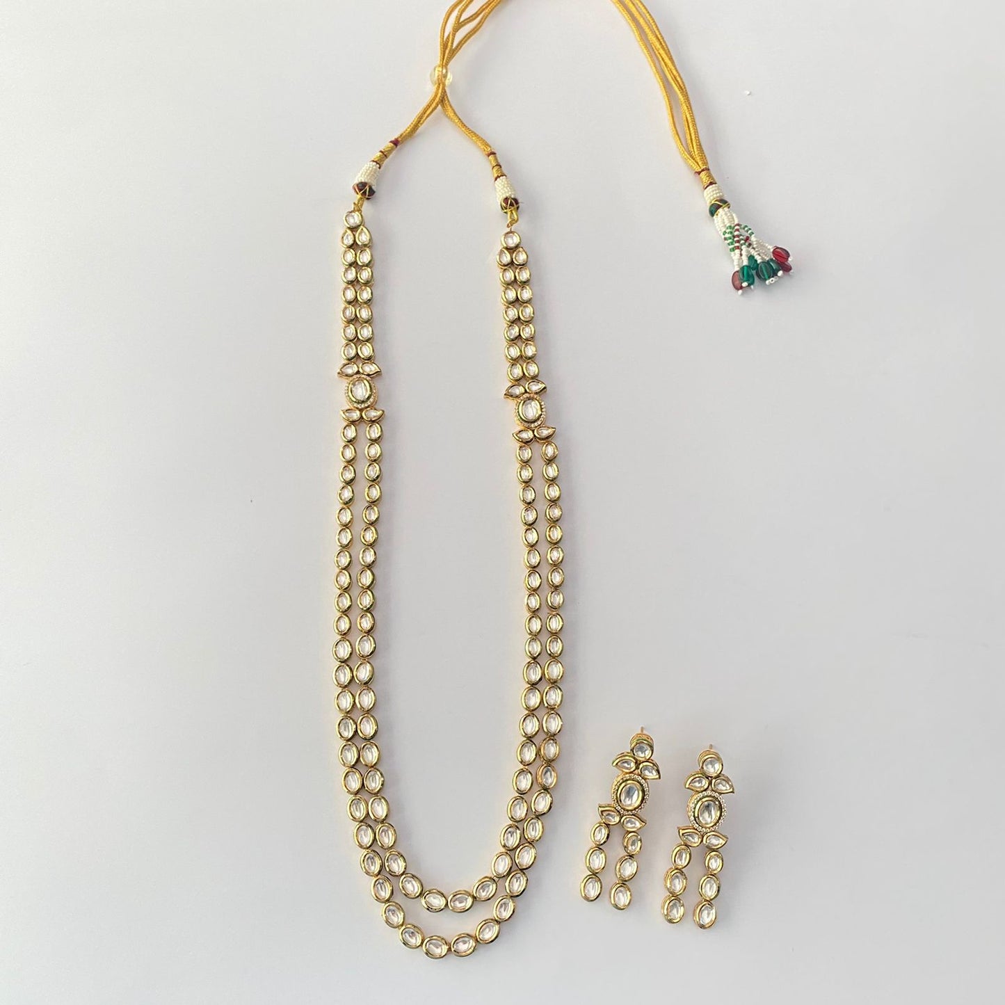 Long Kundan Gold Plated Necklace Set