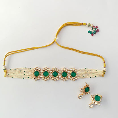 Green Polki Choker Set