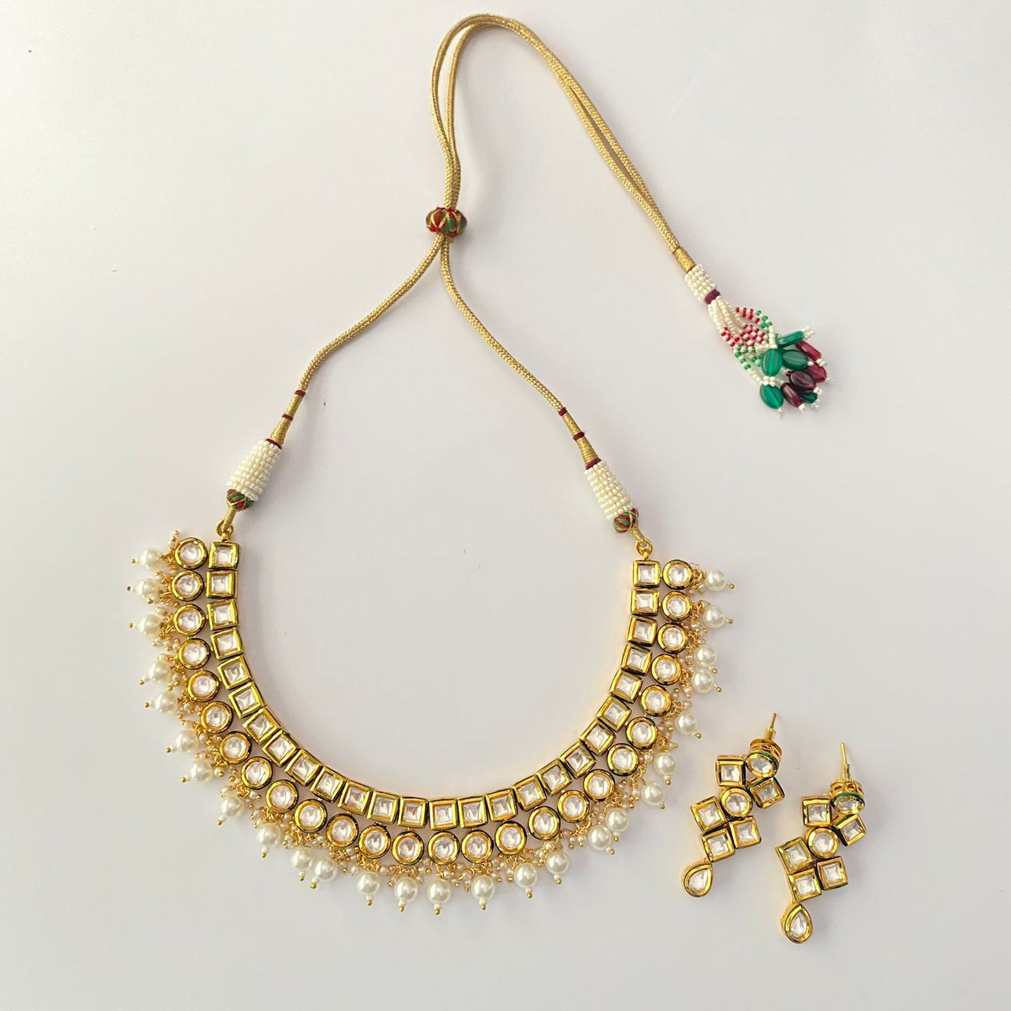 Kundan Drop Pearl Necklace Set