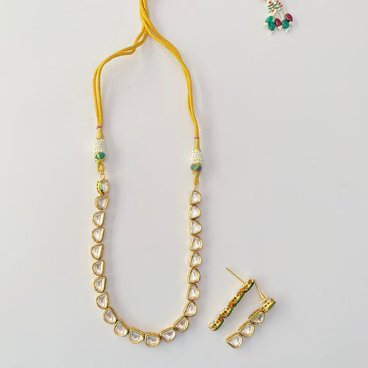 Kundan Single Necklace Gold Plated