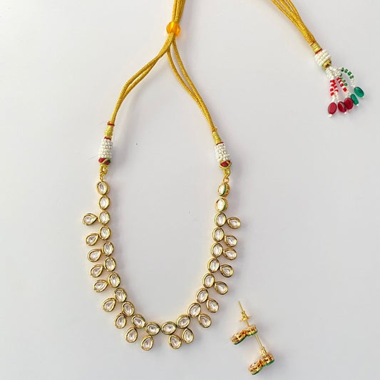 Kundan Drop Gold Plated Necklace Set