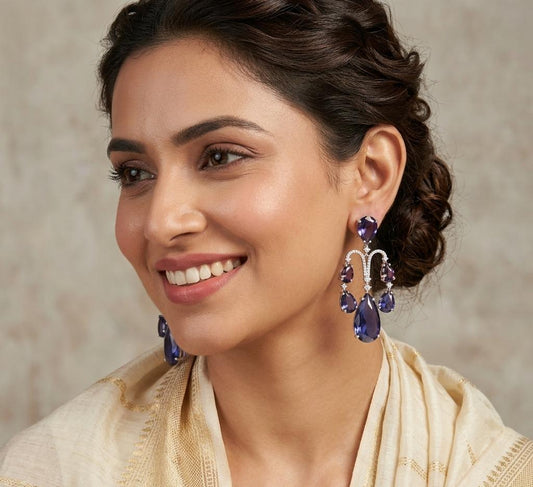 Amethyst Silver Plated Earring