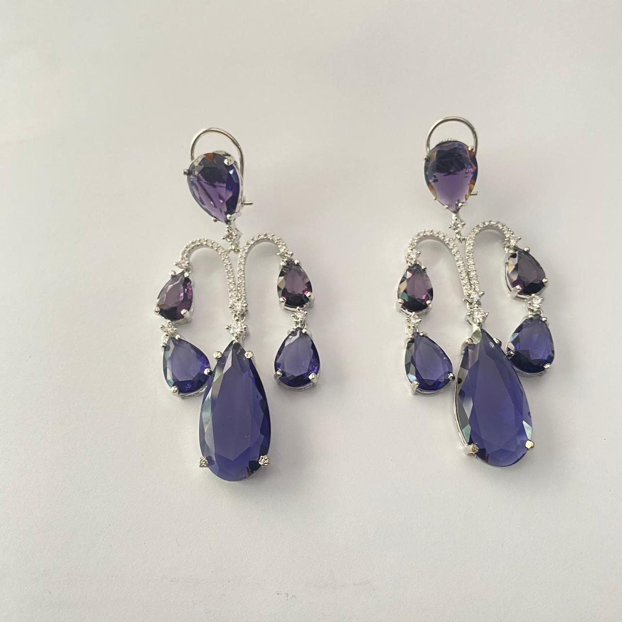 Amethyst Silver Plated Earring