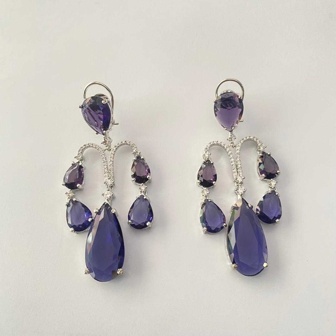 Amethyst Silver Plated Earring
