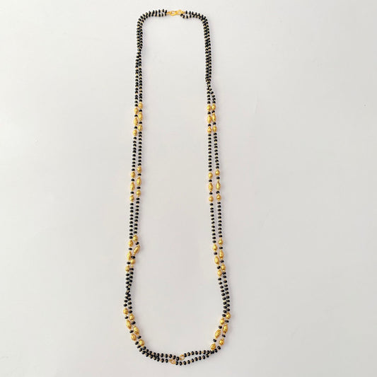 Black Beads with Golden Beads Double Layer Chain
