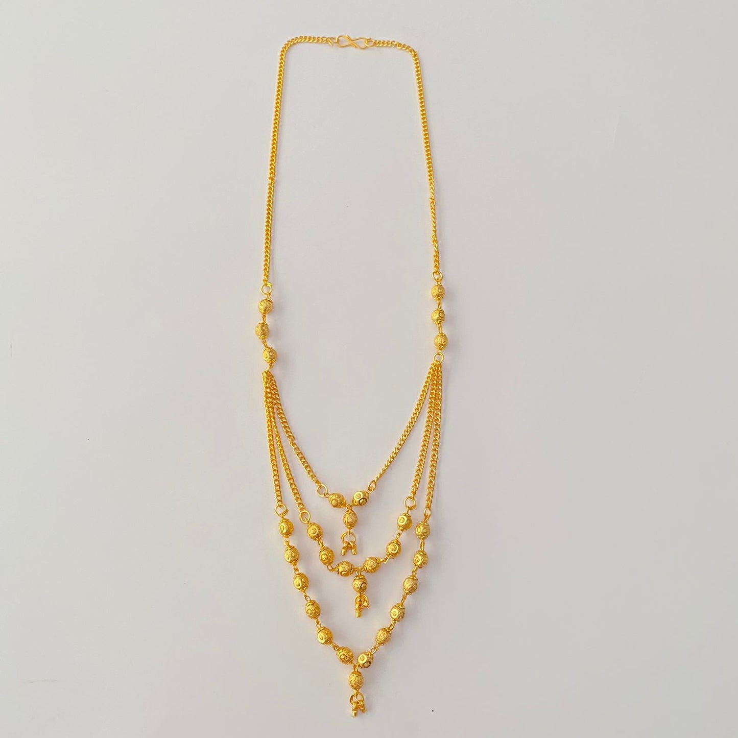 Gold Plated Matar Mala Design Three Layer Chain