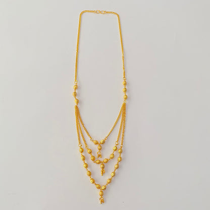 Gold Plated Matar Mala Design Three Layer Chain