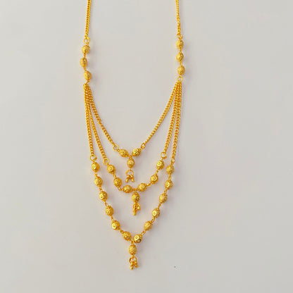 Gold Plated Matar Mala Design Three Layer Chain