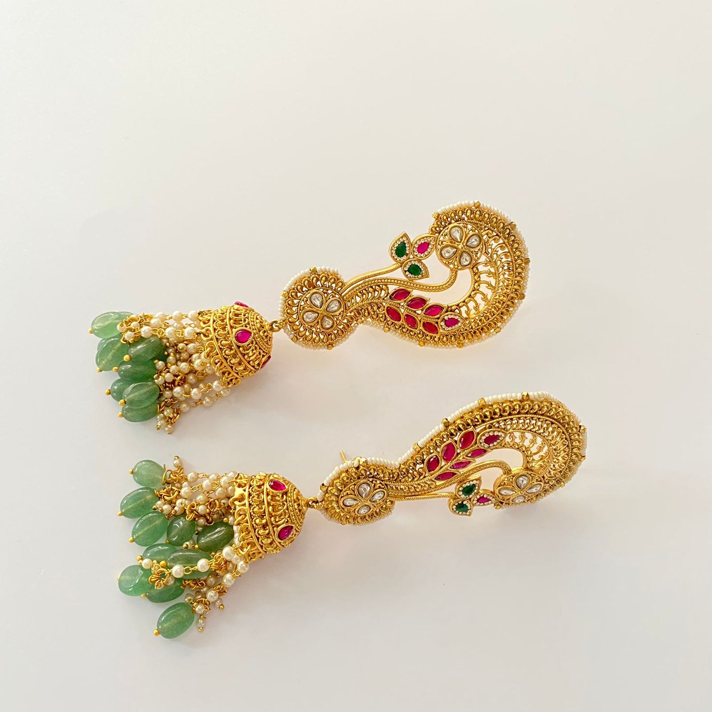 Gold Plated Green Ear Cuffs