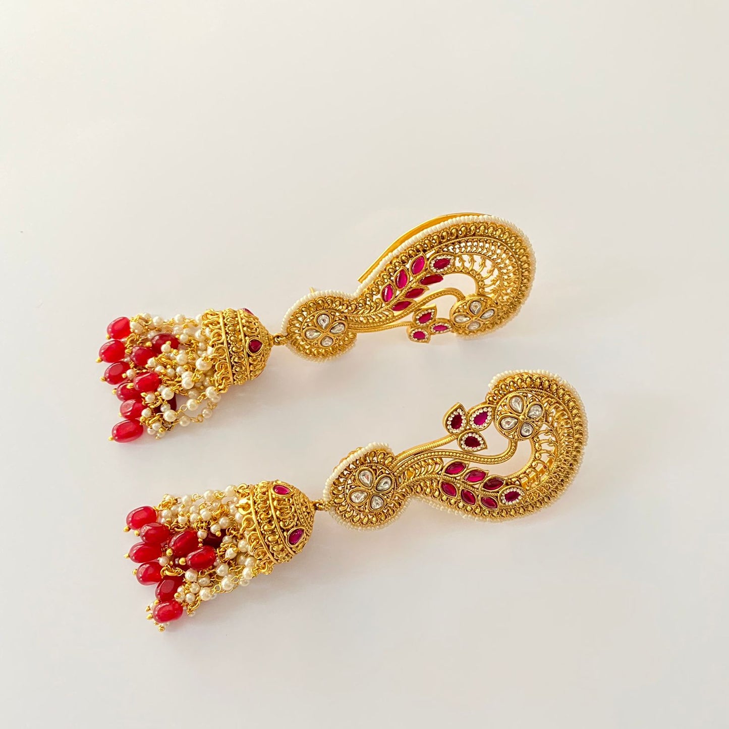 Gold Plated Ruby  Ear Cuffs