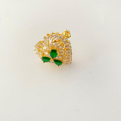 Emerald Gold Plated Heart Shape Ring