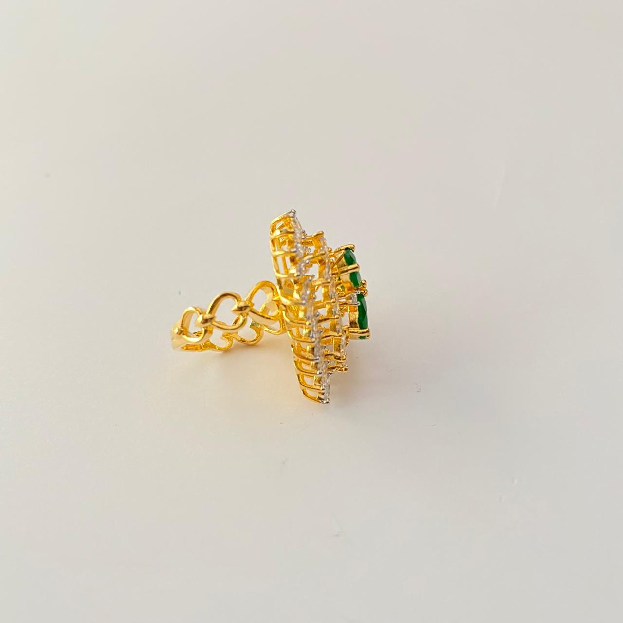 Emerald Gold Plated Heart Shape Ring