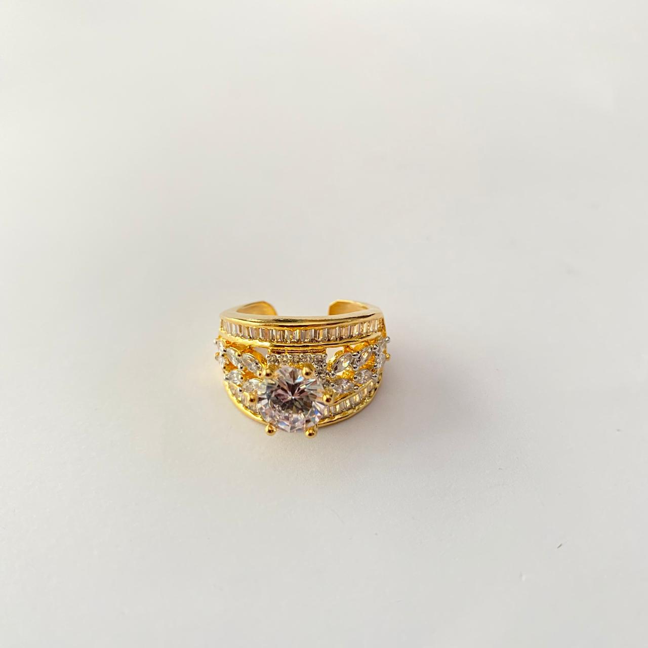 Gold Plated Single Stone Cocktail Ring
