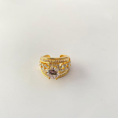 Gold Plated Single Stone Cocktail Ring