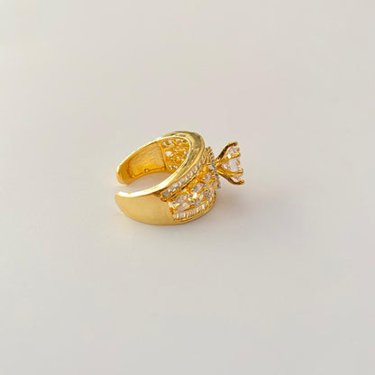 Gold Plated Single Stone Cocktail Ring