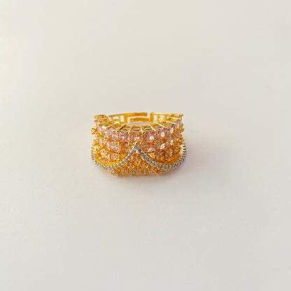 Gold Plated Pink A.D Ring