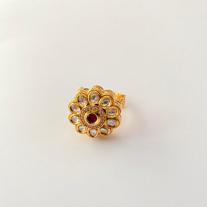 Ruby Gold Plated Moissanite Ring