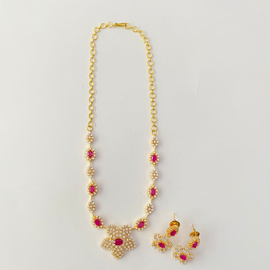 Ruby Gold Plated Necklace Set