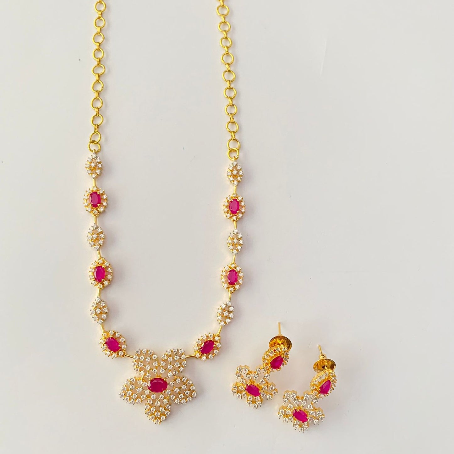 Ruby Gold Plated Necklace Set