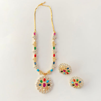 Navratna Gold Plated Necklace Set