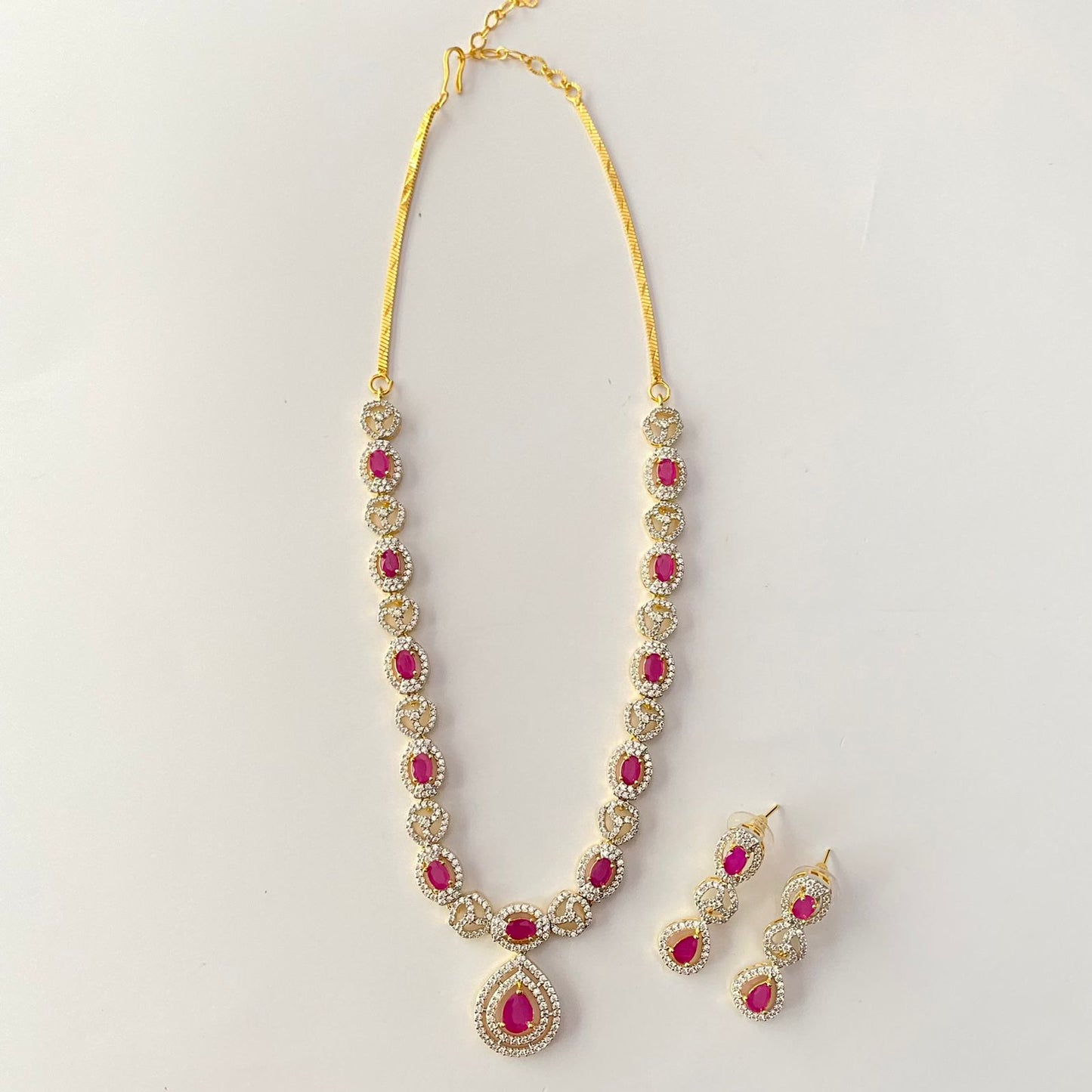 Ruby Gold Plated Diamond Necklace Set