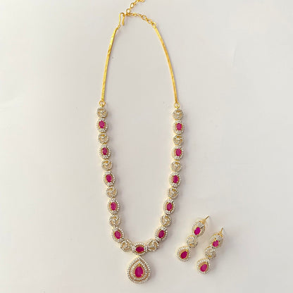 Ruby Gold Plated Diamond Necklace Set