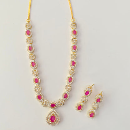 Ruby Gold Plated Diamond Necklace Set