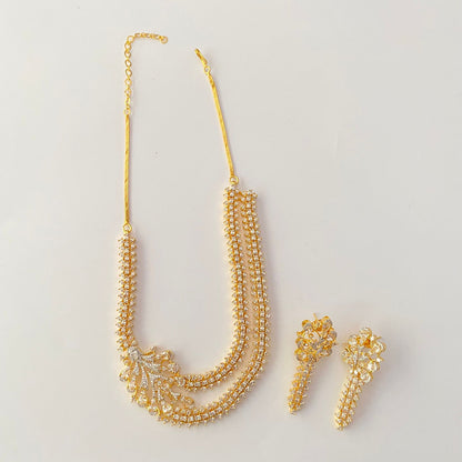 Gold Plated Double Layer Necklace Set