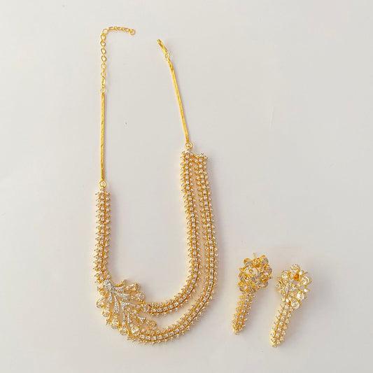 Gold Plated Double Layer Necklace Set