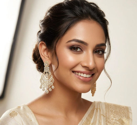Diamond Gold Plated Chandbali Design Earring