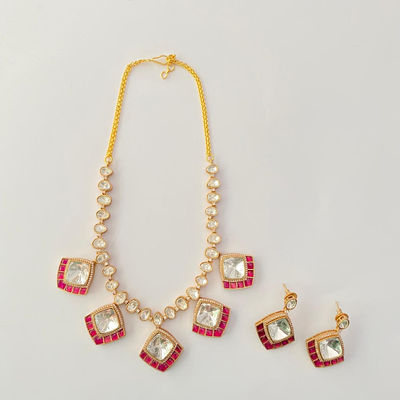 Polki Ruby Necklace Set