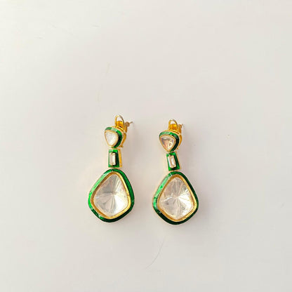 Emerald Polki Hanging Earring