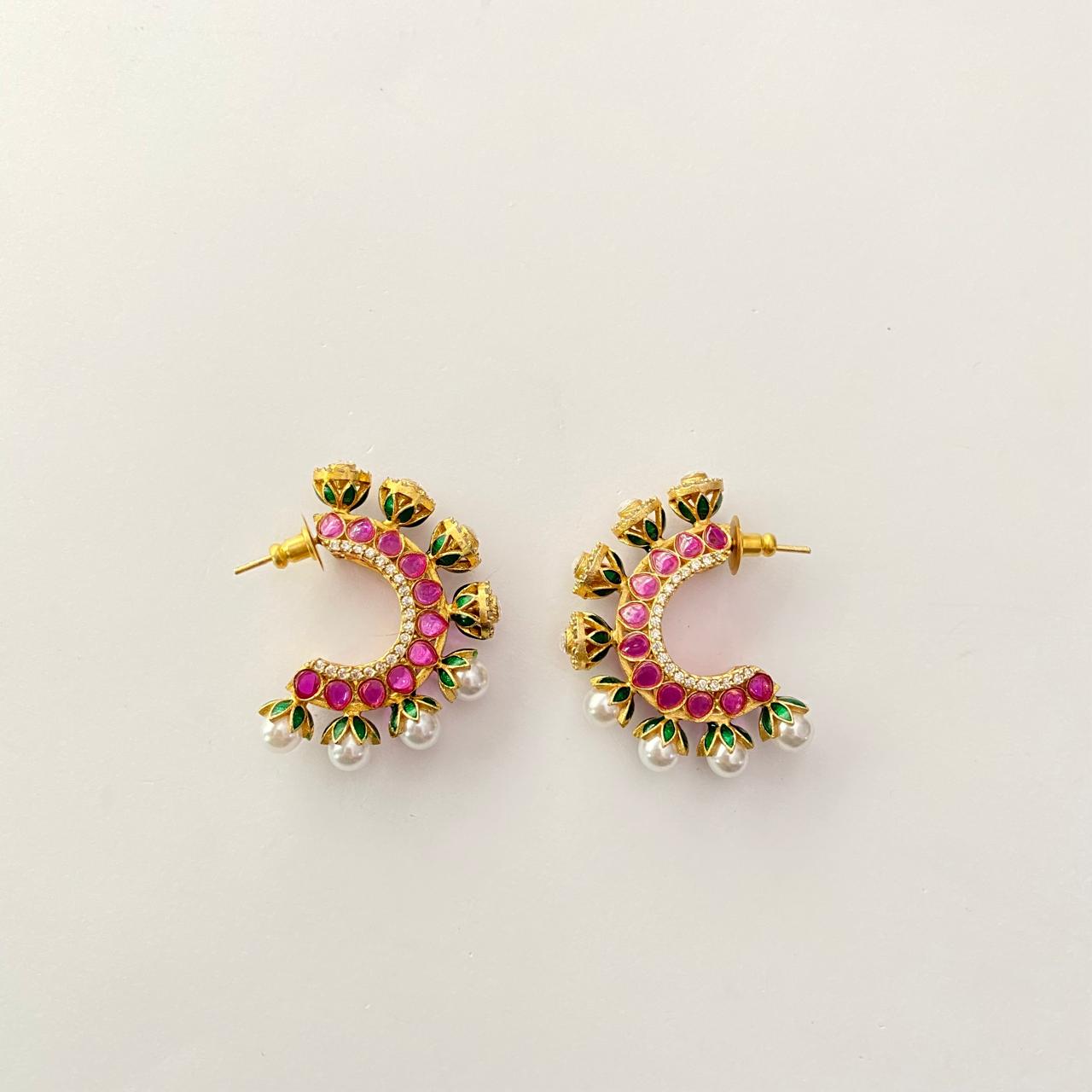Kudan Gold Plated Half Bali Earring