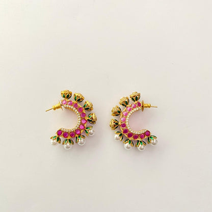 Kudan Gold Plated Half Bali Earring