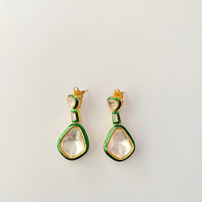 Emerald Polki Hanging Earring