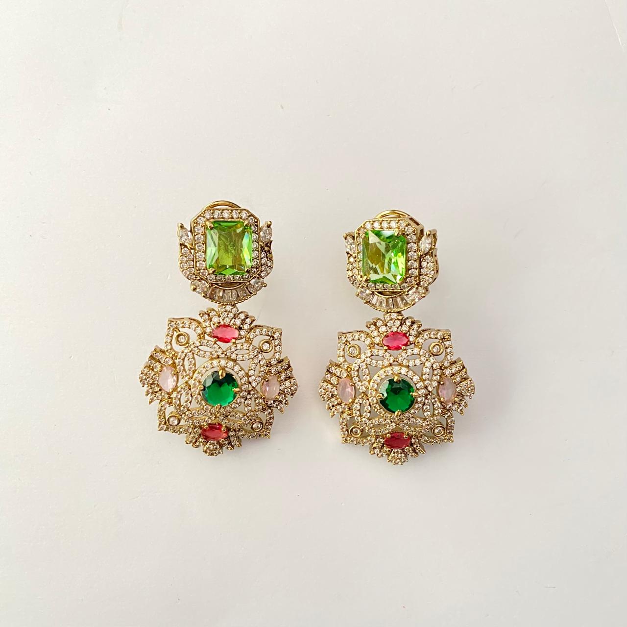 Emerald Gold Plated Sabysachi Inspired Earring