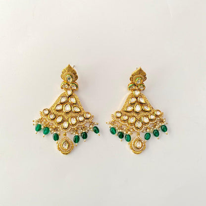 Kundan Emerald Gold Plated Chandbali Earring