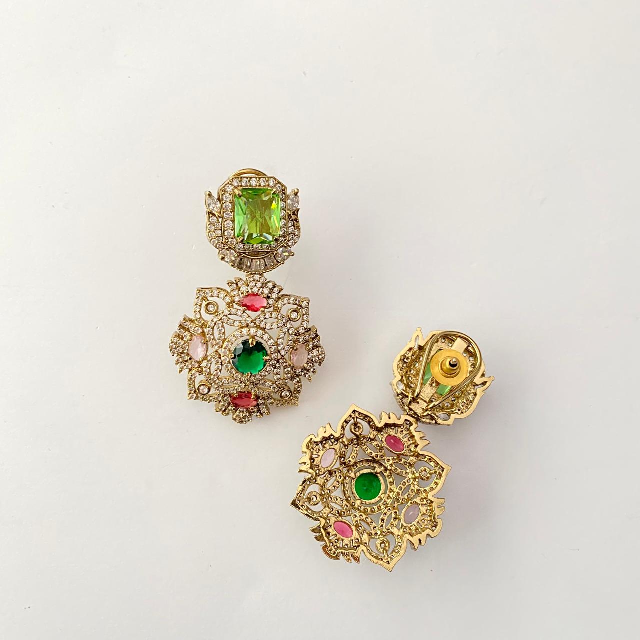 Emerald Gold Plated Sabysachi Inspired Earring