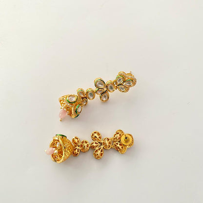Kundan Gold Plated Drop Jhumka Design Earring