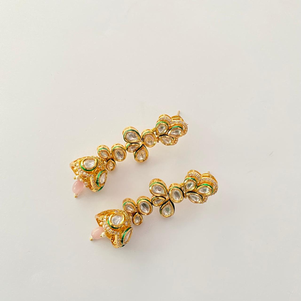 Kundan Gold Plated Drop Jhumka Design Earring