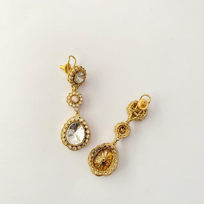 Polki Antique Gold Plated Long Earring