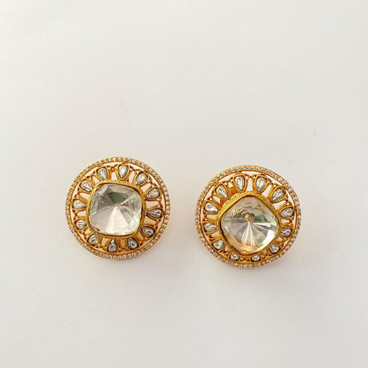 Gold Plated Polki Stud